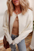 Pearl Trim Open Front Drop Shoulder Knit Cardigan